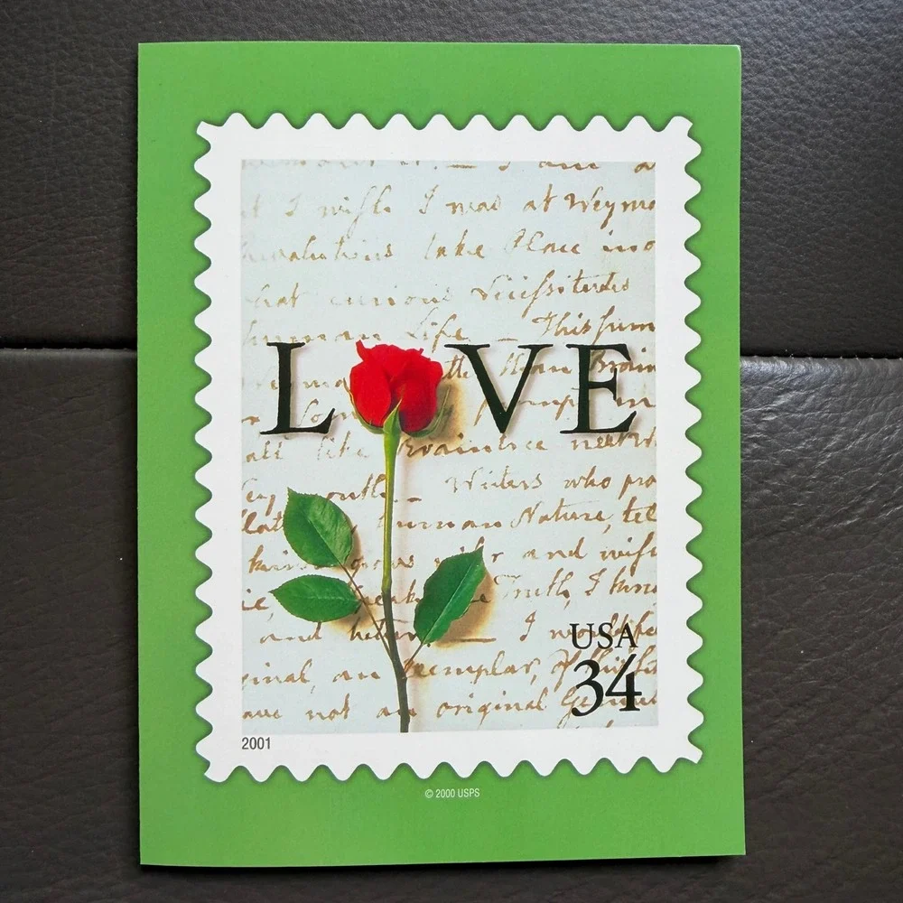 Vtg USPS Love Stamp Greeting Cards LOT of 11 USA Made Cherub Rose Puppy Bouquet